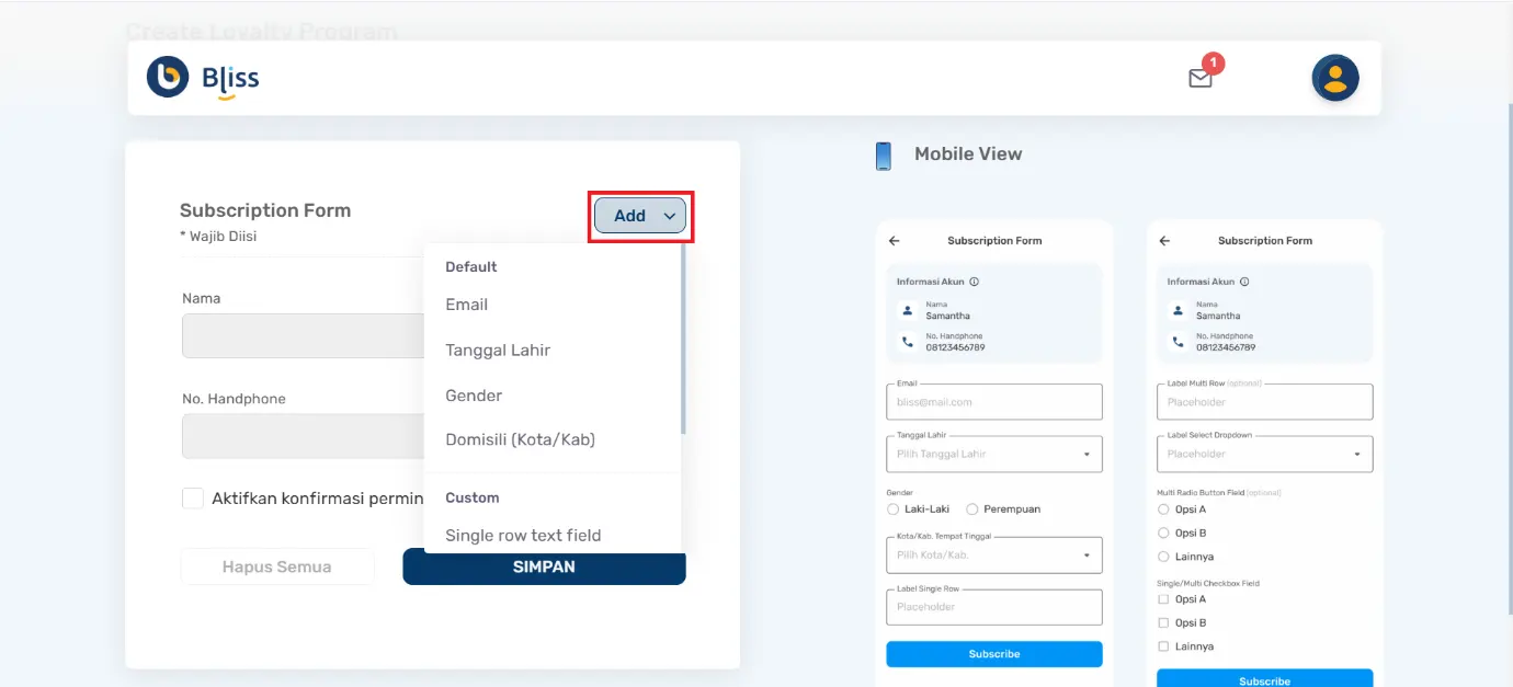 membuat subscription form
